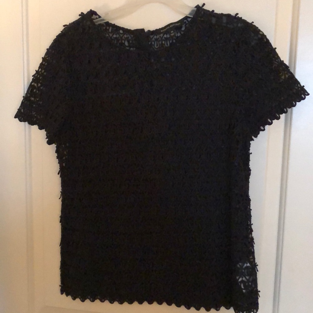 Banana Republic black short sleeve blouse